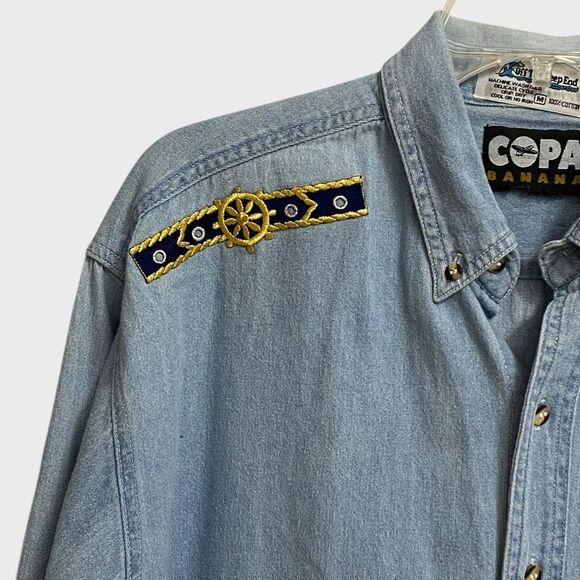 Vintage Copa Banana Nautical Themed Button Down Shirt Men's Size M Embroidered - Picture 4 of 14